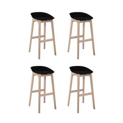 Lot de tabourets de bar en chêne et assise plastique 75cm RIVA MOB IN
