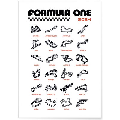 Affiche Circuits Formule 1 2024 L'AFFICHERIE