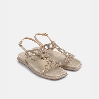 Sandales plates avec détails de strass sur le cou-de-pied et fermeture à boucle ALMA EN PENA