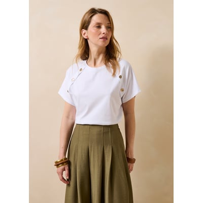 T-shirt blanc manches courtes en coton biologique LA FEE MARABOUTEE