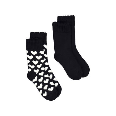 Lot de 2 paires de chaussettes, uni/cœurs ULLA POPKEN
