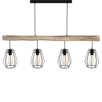 Suspension en bois et métal 4 lampes - CLOTILDE RENDEZ-VOUS DÉCO