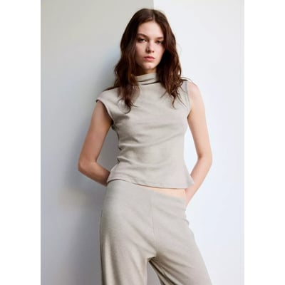 T-shirt col montant froncé MANGO