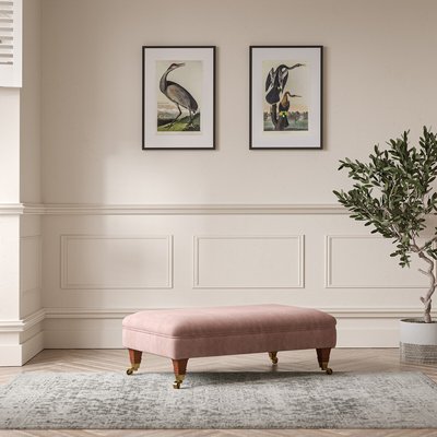 Emeline Soft Brushed Footstool with Antique Castor Legs SO'HOME