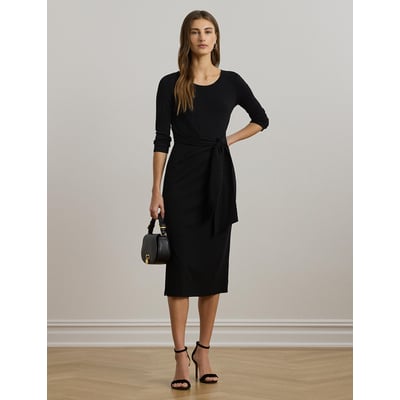 Abito longuette con scollo rotondo e maniche lunghe, IMALAH LAUREN RALPH LAUREN