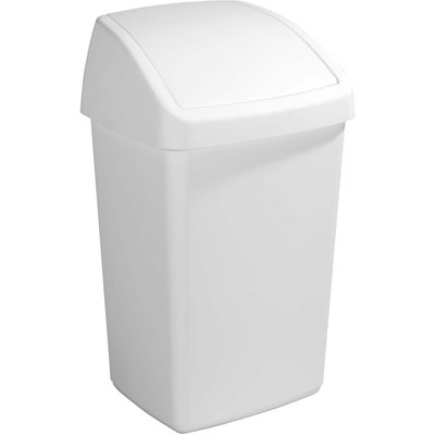 Poubelle blanche avec couvercle basculant Delta 50 litres JARDINDECO