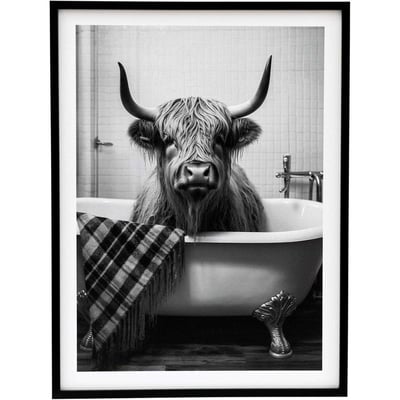 Tableau décoratif noir et blanc Cow bath 45 x 60 cm JARDINDECO