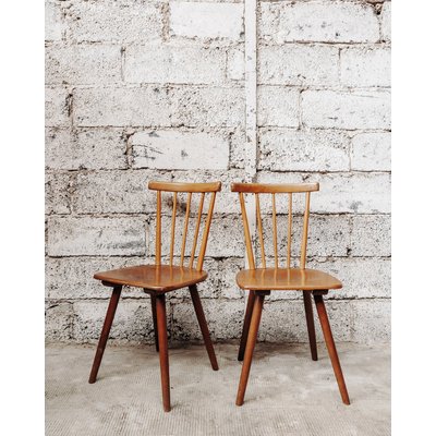 Paire de chaises en bois Alma N°344 - Bon état DEBONGOUT