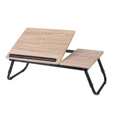 Plateau de lit pour ordinateur ou tablette en bois et métal noir WADIGA