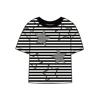 T-shirt en maille fille rayé avec étoiles BOBOLI