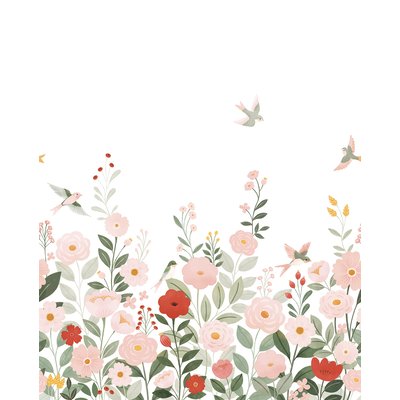 Papier peint panoramique fleurs et oiseaux ALYSSE LILIPINSO