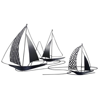 Décoration murale moderne 3 voiliers noirs PIER IMPORT