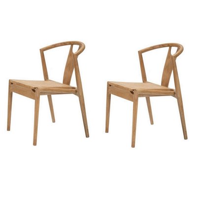 Lot de 2 chaises en bois et cannage - BOHO MATHI DESIGN