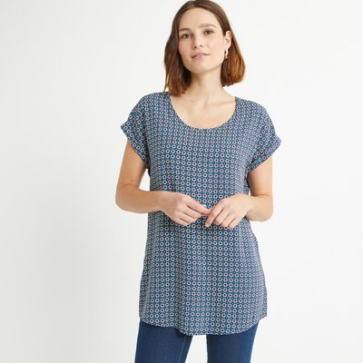 Blusa estampada, gola redonda, mangas curtas ANNE WEYBURN