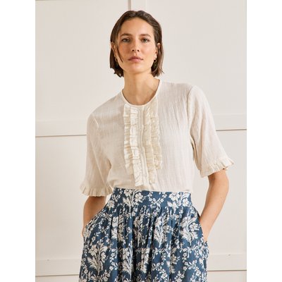 Blouse en crépon jabot volanté CYRILLUS