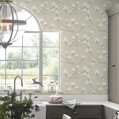 Papier peint Fleurs Magnolia Grove LAURA ASHLEY
