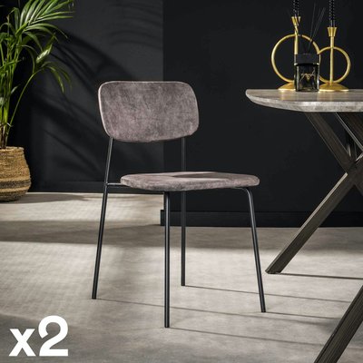 Chaise d'écolier en velours gris (lot de 2) MELBOURNE PIER IMPORT
