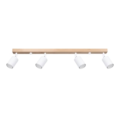 Plafonnier Acier Bois/Blanc GU10 4 Verdo EDEN
