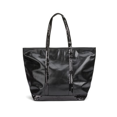 Leather Large Tote Bag with Sequin Trim VANESSA BRUNO