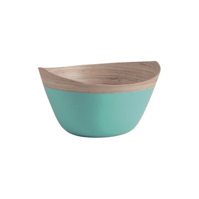 Corbeille ovale en bambou laqué turquoise AUBRY GASPARD