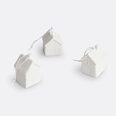 Set van 3 porseleinen huisjes met ophanglus, Caspar LA REDOUTE INTERIEURS