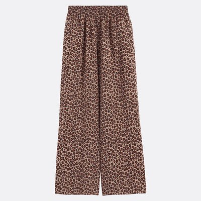 Wide Leg Trousers with High Waist in Leopard Print LA REDOUTE COLLECTIONS
