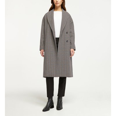 Manteau Ample Long Lissene Imprimé Pied-de-poule Laine Mélangée JODHPUR