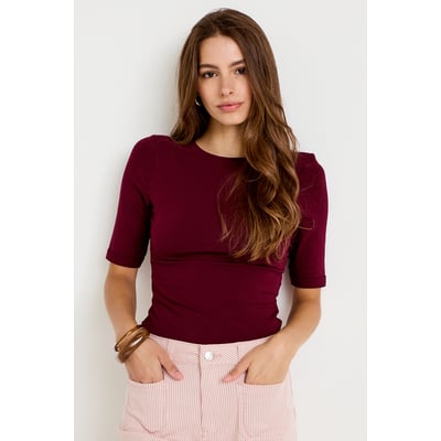 T-shirt ajusté col rond manches courtes CACHE CACHE