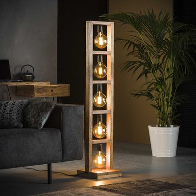 Lampadaire contemporain échelle bois 5 lampes LUCKNOW PIER IMPORT