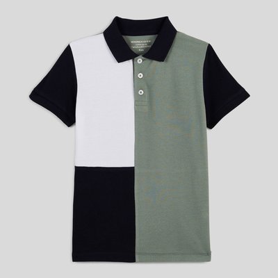 Polo manches courtes à bandes tricolores en coton BIO MONOPRIX