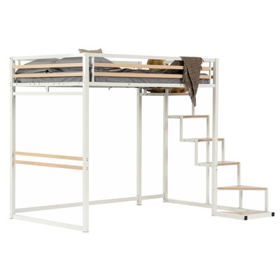 Lit mezzanine lits superposes en métal sans matelas, UP MEUBLES COSY