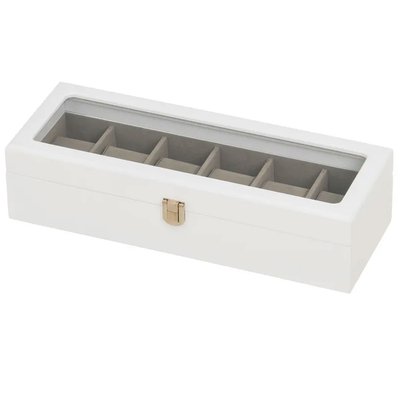 Coffret de rangement pour 6 montres en bois blanc 33x13x8cm WADIGA