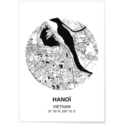 Affiche Carte Hanoï L'AFFICHERIE