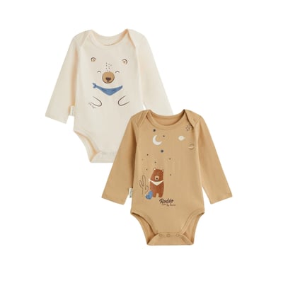 Lot de 2 bodies bébé manches longues Moka PETIT BEGUIN