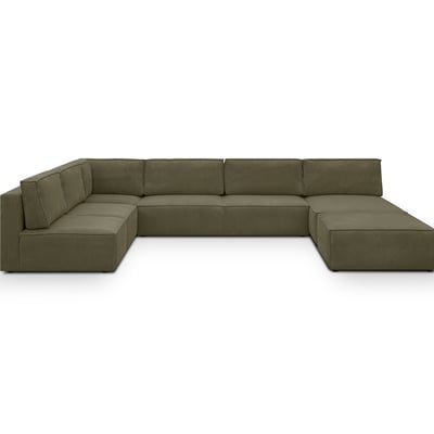 Canapé d'angle gauche convertible 10+1 places en velours côtelé - HARPER MOD HOMIFAB