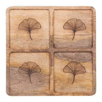 Plat pour apéritif 4 compartiments   35,3x35,3 cm-GINKGO TABLE PASSION