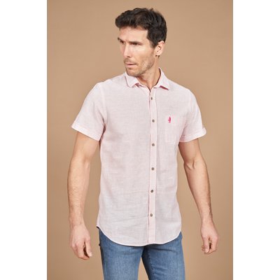 Chemise manches courtes à rayures en lin MCS
