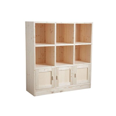 Bibliothèque 6 cases 3 portes en épicéa brut AUBRY GASPARD