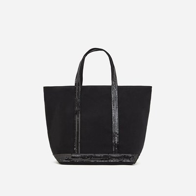 Cotton Canvas Medium Tote Bag with Sequin Trim VANESSA BRUNO