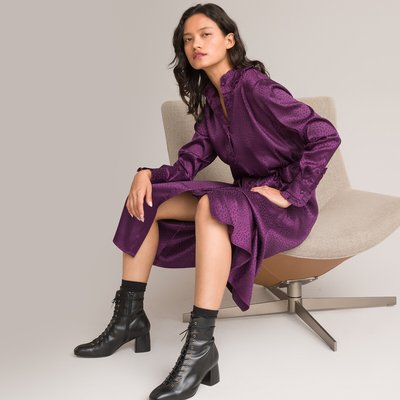 Платье из сатинового жаккарда, длинные рукава LA REDOUTE COLLECTIONS