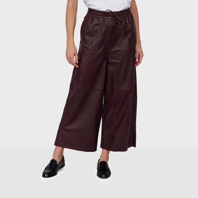 Pantalon large en cuir à taille élastiquée TROPHEE OAKWOOD