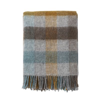 Plaid chaud à carreaux laine agneau  Gotland Multi KLIPPAN