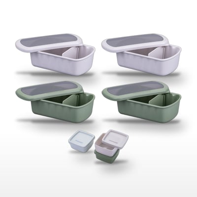 Lot de 4 lunch box 1L avec 3 boites à sauce STORAGE FACKELMANN