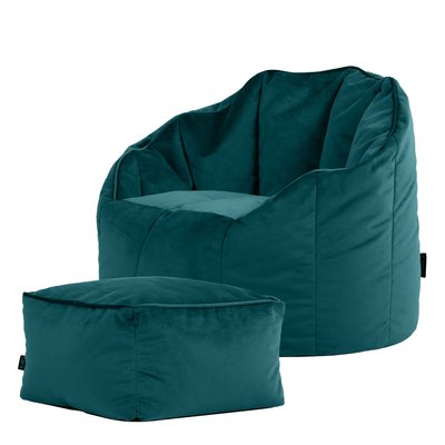 Pouf fauteuil et son repose-pied velours - SIRENA ICON