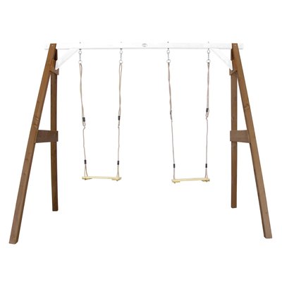AXI Portique double 2 balancoires en bois Marron Blanc 160x254x207cm AXI HOUSE