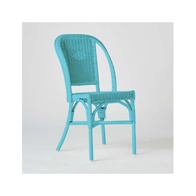 Chaise en rotin PRIMAVERA laqué bleu azur KOK