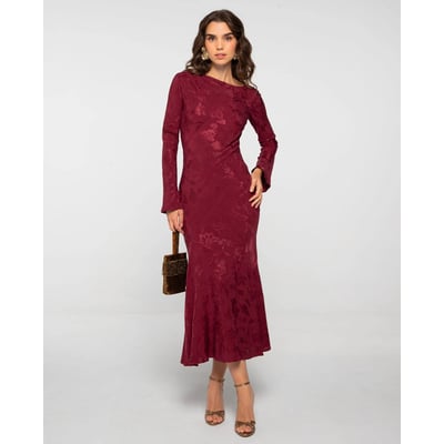 Robe longue violet avec drapé et jupe à volants VALENTINA THE-ARE