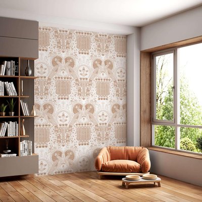 Papier peint art déco avec animaux et paon oriental - 340x260 cm (l x h) LA TOUCHE ORIGINALE