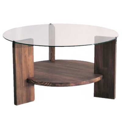Table basse ronde en verre et panneaux de particules TOILINUX