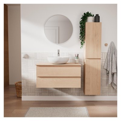 Ensemble meuble simple vasque 80 cm + vasque + robinet + miroir + colonne SORRENTO MOB IN